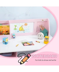 Qaba Toddler Table and Chair Set, Kids Writing Desk Homework Table,