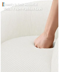 gaomon Corduroy Barrel Sofa Chair, Accent Chair with Ottoman for Bedroom, Small Space
