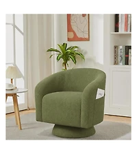 gaomon Modern 360 Degree Swivel Accent Corduroy Barrel Chair for Living Room Bedroom Small Space, Green