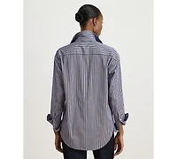 Lauren Ralph Petite Relaxed-Fit Striped Broadcloth Blouse