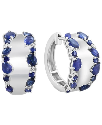 Effy Collection Sapphire (7/8 ct. t.w.) & Diamond (1/20 ct. t.w.) Earrings in Sterling Silver