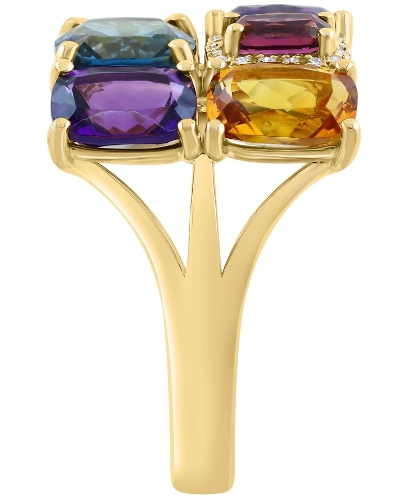 Effy Collection Multi-Gemstone (7 ct. t.w.) & Diamond (1/10 ct. t.w.) Ring in 14k Yellow Gold
