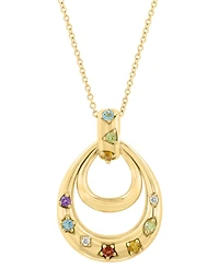 Effy Collection Multi-Gemstone (1/4 ct. t.w.) & Diamond Accent Pendant Necklace in 14k Yellow Gold Over Sterling Silver