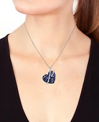 Effy Collection Blue Sapphire (2-1/3 ct. t.w.) & White Sapphire (1/3 ct. t.w.) Pendant Necklace in Sterling Silver