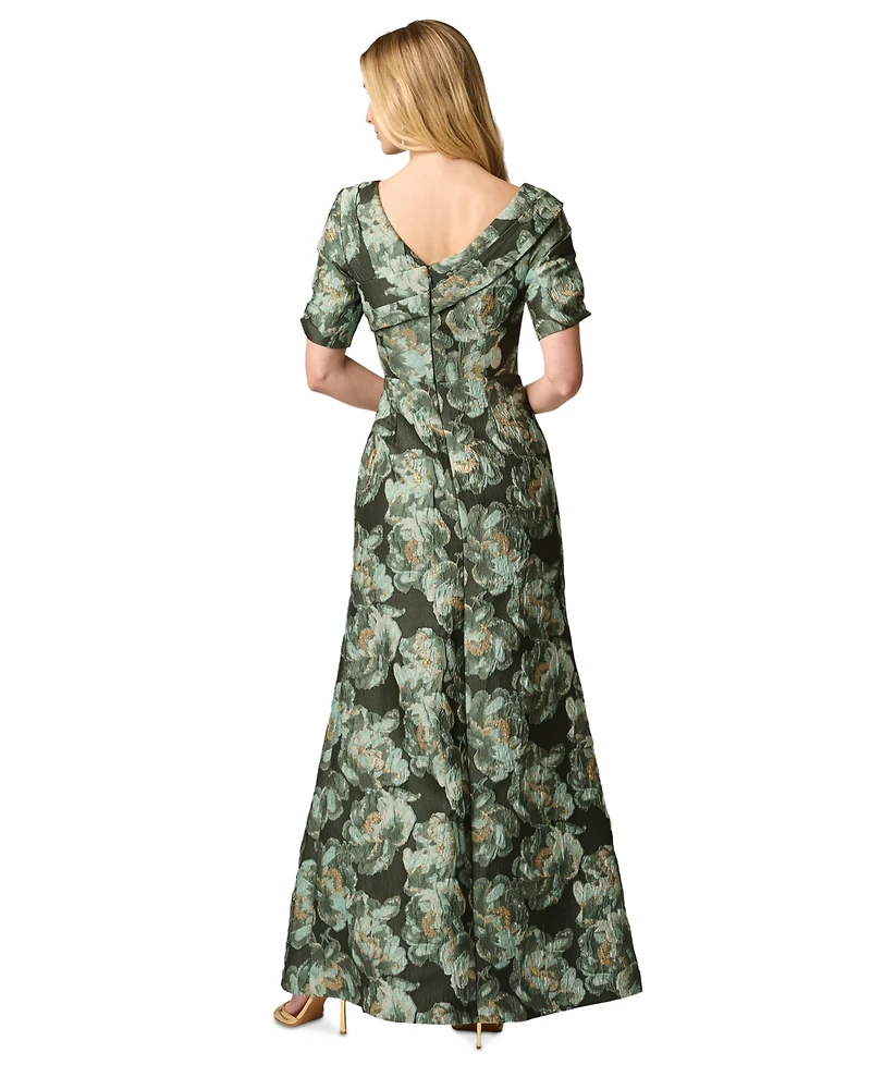 Adrianna Papell Women's Asymmetric Mermaid Floral Gown