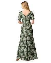 Adrianna Papell Women's Asymmetric Mermaid Floral Gown