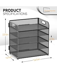 Danrong 5 Tier Mesh Desk File Organizer with Handle for Office Classroom Home