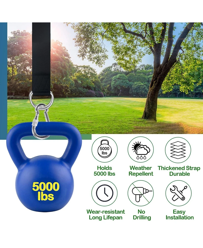 Piscifun Tree Swing Straps Hanging Kit Heavy Duty Adjustable 5000lbs Capacity Universal Fit For Outdoor Swings Hammocks