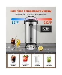 Sugift 2.4 Gallon Insulated Beverage Dispenser with Temperature Display and Stainless Steel Body