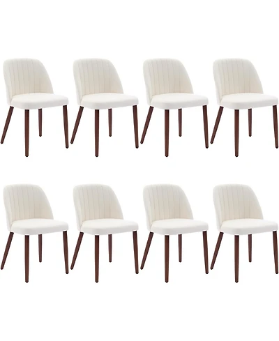 homfan Modern Wooden Dining Chairs Upholstered Linen Seat, Padded Cushion, Sturdy Wood Legs, Perfect for Room and Restaurant, Kitchen