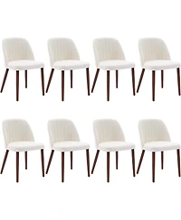 homfan Modern Wooden Dining Chairs Upholstered Linen Seat, Padded Cushion, Sturdy Wood Legs, Perfect for Room and Restaurant, Kitchen