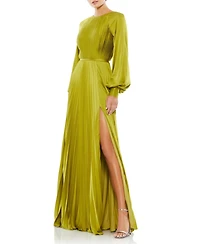 Mac Duggal Women's High Neck Blouson Sleeve Sequin Gown