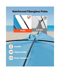 Sugift Upf 50+ Beach Tent Sun Shelter for 8 People with Rolling Mesh Curtains and Sand Pockets