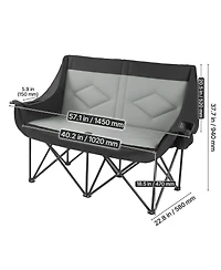 Sugift Oversized 2-Person Double Camping Chair 660 Lbs Capacity with Dual Cup and Wine Glass Holders