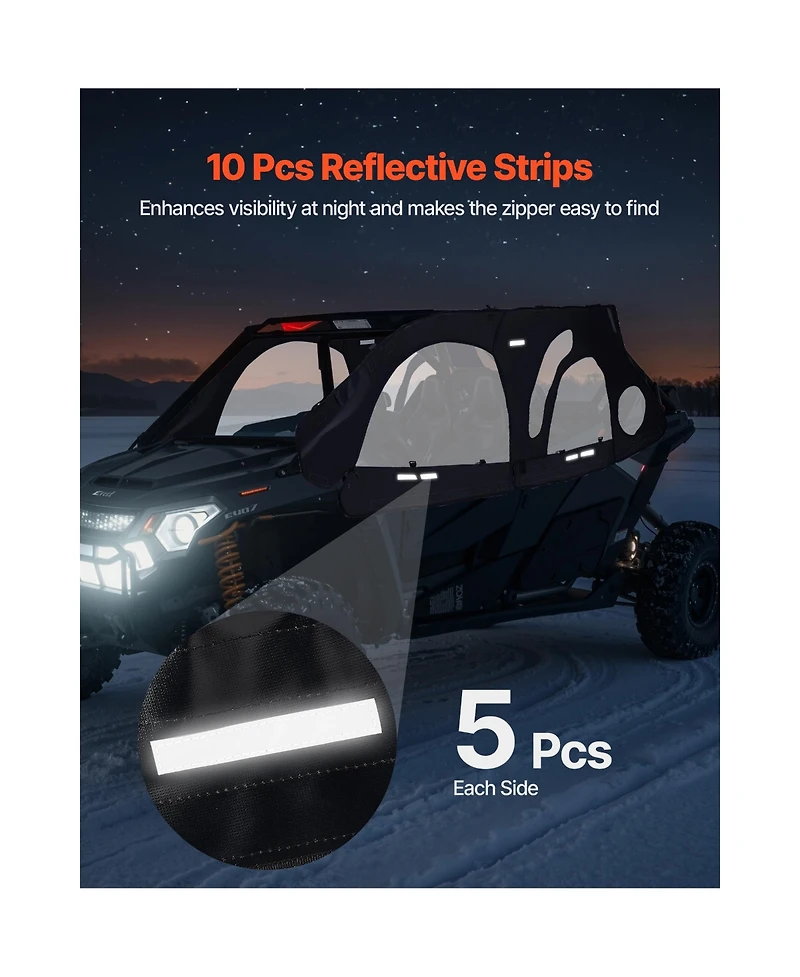 Sugift Soft Upper Door Cab Enclosure Kit for 4 Seat Side by Side Vehicles with Zippered Windows