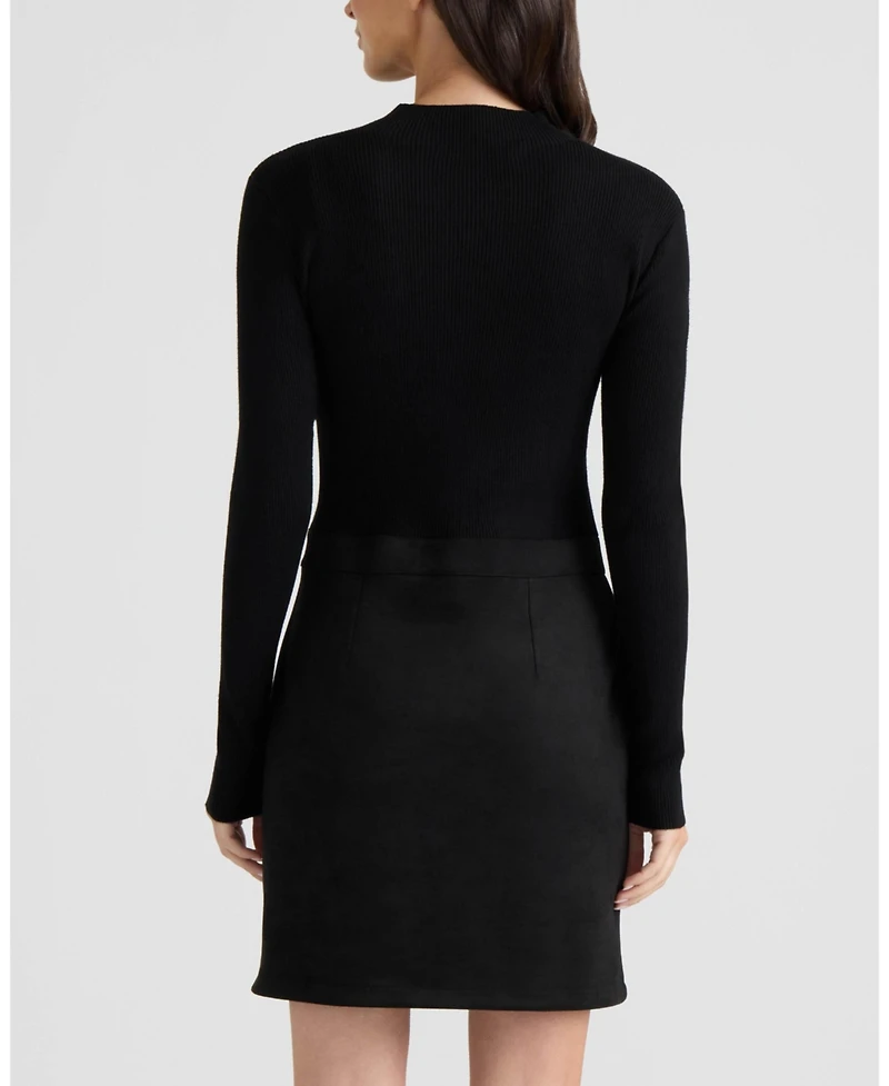 Ellen Tracy Women's Long-Sleeve Mock-Neckline Ribbed-Knit Dress