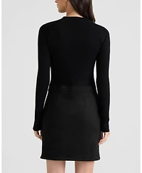 Ellen Tracy Women's Long-Sleeve Mock-Neckline Ribbed-Knit Dress