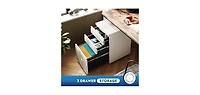 gaomon 3-Drawer Metal File Cabinet, Mobile Under Desk Filing Organizer with Lock for Office or Home
