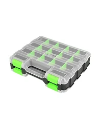 Piscifun Double Sided 34 Compartment Tool Organizer With Transparent Lid Removable Dividers For Hardware Crafts Fishing Accessories