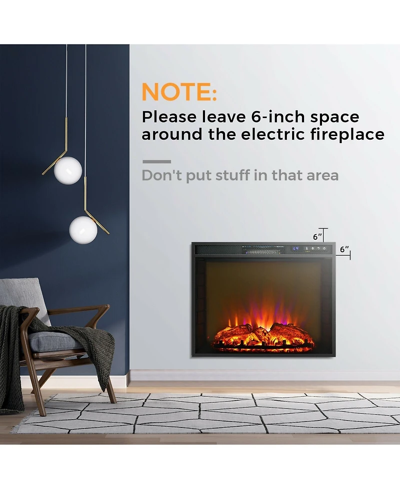 Ecooso Recessed Electric Fireplace heater with Remote Control