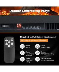 Ecooso Electric Fireplace in-Wall Recessed with Remote Control and Adjustable Color and Brightness