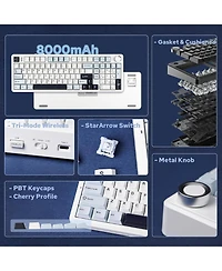 Aula F99 Pro Wireless Mechanical Keyboard, Tri-Mode Bt Usb-c, 8000mAh Battery, Rgb Backlit, Control Knob, Side-Printed Keys