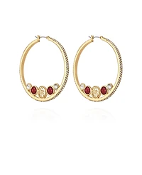 Guess Gold-Tone Imitation Pearl & Crystal Hoop Earrings