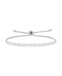 Macy's Lab-Grown Opal (7/8 ct. t.w.) & Lab-Grown White Sapphire (1-1/10 ct. t.w.) Bolo Bracelet in Sterling Silver