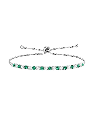 Macy's Lab-Grown Opal (7/8 ct. t.w.) & White Sapphire (1-1/10 Bolo Bracelet Sterling Silver