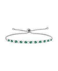 Macy's Lab-Grown Opal (7/8 ct. t.w.) & White Sapphire (1-1/10 Bolo Bracelet Sterling Silver