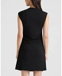 Ellen Tracy Women's Asymmetrical Neckline Knit Mini Dress
