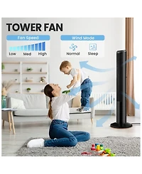 Ltmate Global Inc. Tower Fan Oscillating with Remote Control, 75° 3 Speeds & 2 Modes, 15H Timer Floor Fan with Led Display, 40”Portable Fl
