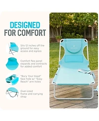 Ostrich The Ladies Comfort Lounger, Foldable Beach Pool Tanning Chair, Aqua