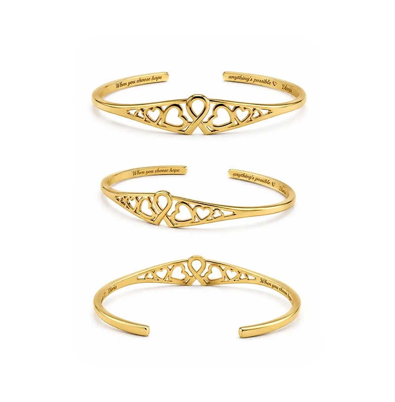 Dloria Choose Hope Cancer Awareness Heart Engraved Adjustable Cuff Bracelet