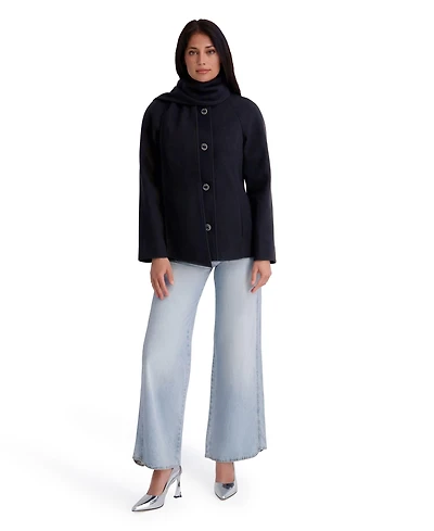 Kensie Women's Faux-Wool Funnel Neck Coat