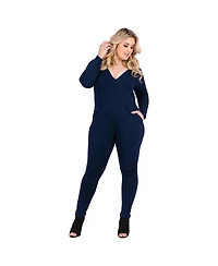Standards & Practices Plus V-Neck Long Sleeved Tencel Denim Jumpsuit