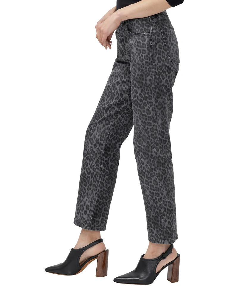 Silver Jeans Co. Women's Chelsea Straight Low-Rise Leopard-Print
