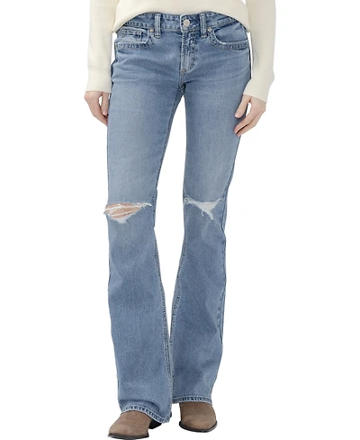 Silver Jeans Co. Women's Suki Low-Rise Distressed-Knees Bootcut
