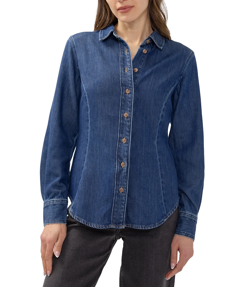Silver Jeans Co. Women's Angie Denim Button-Up Long Sleeve Shirt