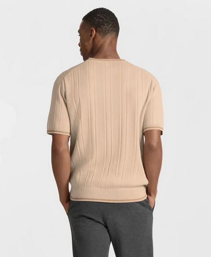 Ted by Baker Men's Grosvenor Short-Sleeve Cotton Ribbed Crewneck Sweater