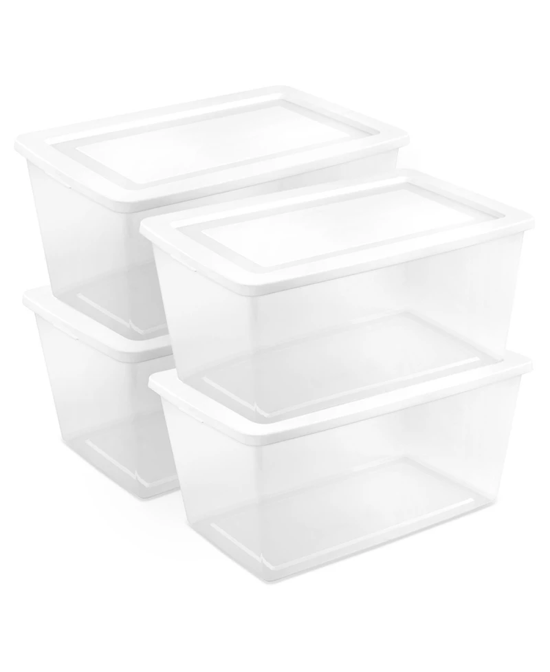 Sterilite 90 Qt Storage Box, Stackable Plastic Container, Home Organizer, 4 Pack