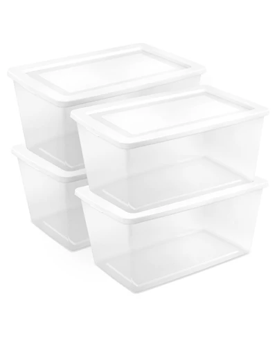 Sterilite 90 Qt Storage Box, Stackable Plastic Container, Home Organizer, 4 Pack