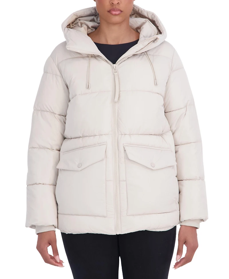 Sebby Collection Women's 3/4 Hooded Puffer Coat
