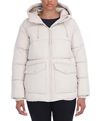 Sebby Collection Women's 3/4 Hooded Puffer Coat