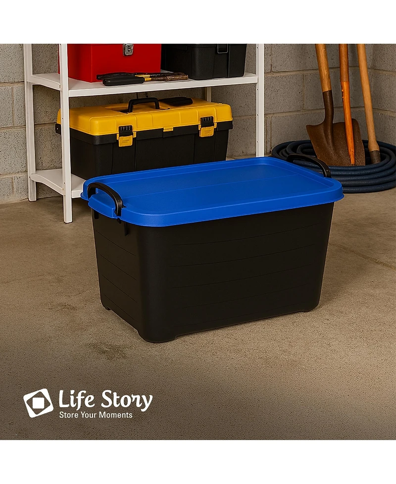 Life Story 55 Quart Stackable Storage Bin, Heavy Duty Lidded Container, 6 Pack