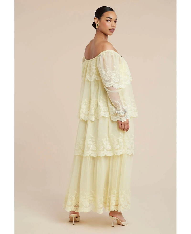 Eloquii Plus Tiered Lace Off-the-Shoulder Maxi Dress