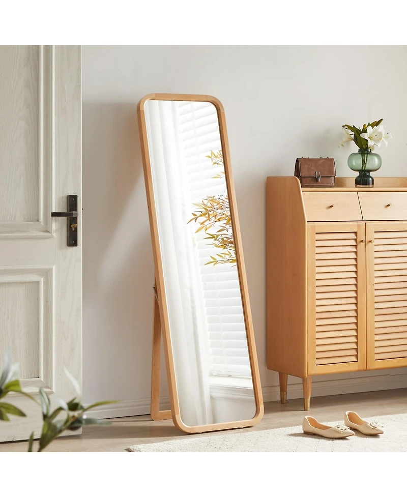 Phying Full Length Mirror 2-in-1 Freestanding and Wall Mounted Dressing Mirror Sturdy Wood Frame Floor Body Mirror for Bedroom Living Room