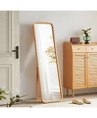 Phying Full Length Mirror 2-in-1 Freestanding and Wall Mounted Dressing Mirror Sturdy Wood Frame Floor Body Mirror for Bedroom Living Room