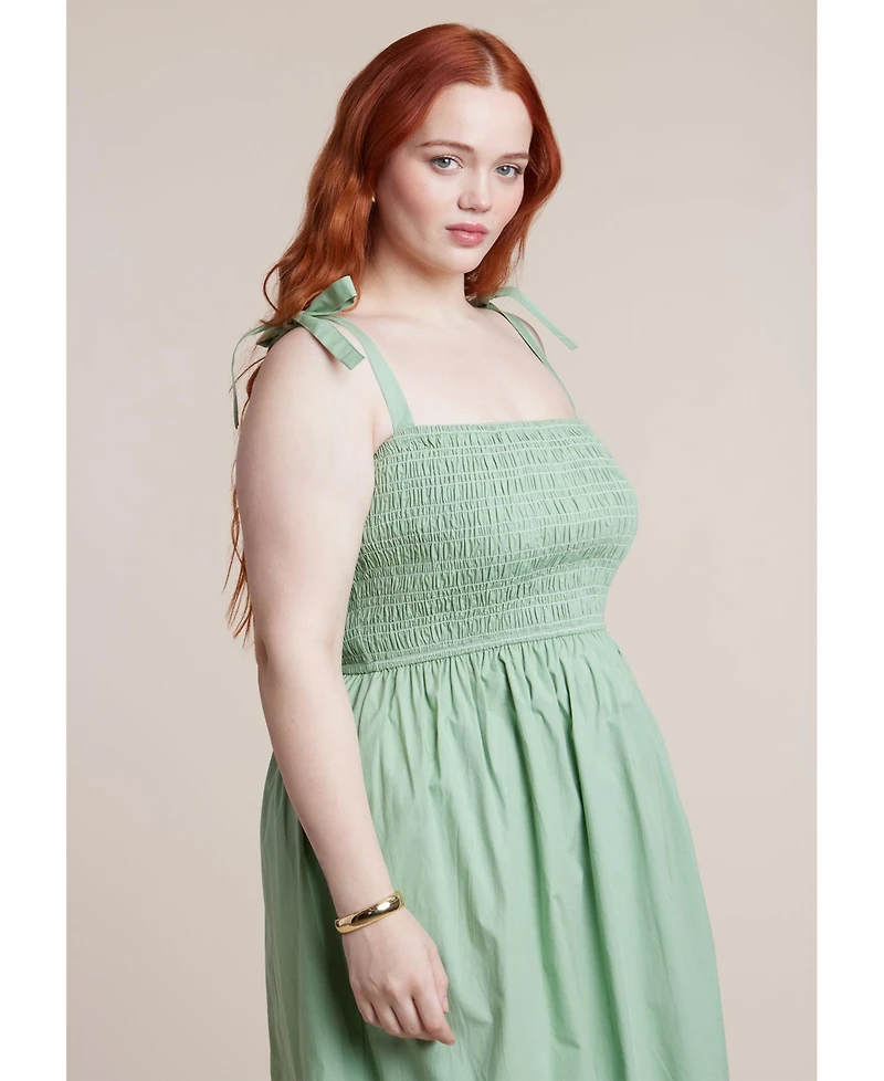 Eloquii Women's Plus Smocked Bodice Maxi Dress
