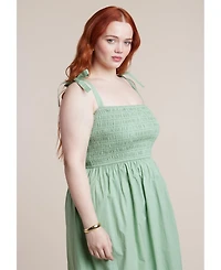 Eloquii Women's Plus Smocked Bodice Maxi Dress